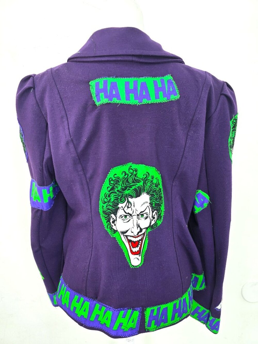 Women's Purple Batman DC Comics Joker Patch Ruffle Zip Halloween Jacket Size L